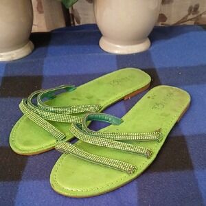 Rouge Helium Green Beaded Sandals